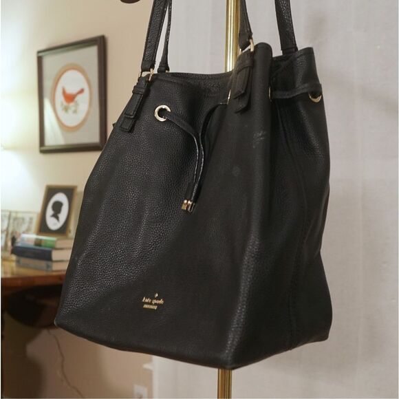 Kate Spade Black Pebbled Leather Bucket Bag - Picture 4 of 8